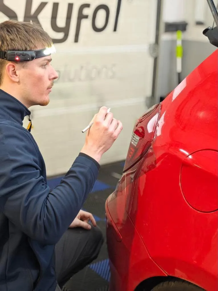 Corentin Gisclon, dirigeant de Spirit ACS, en pleine prestation de detailing sur une carrosserie à Lagny-sur-Marne